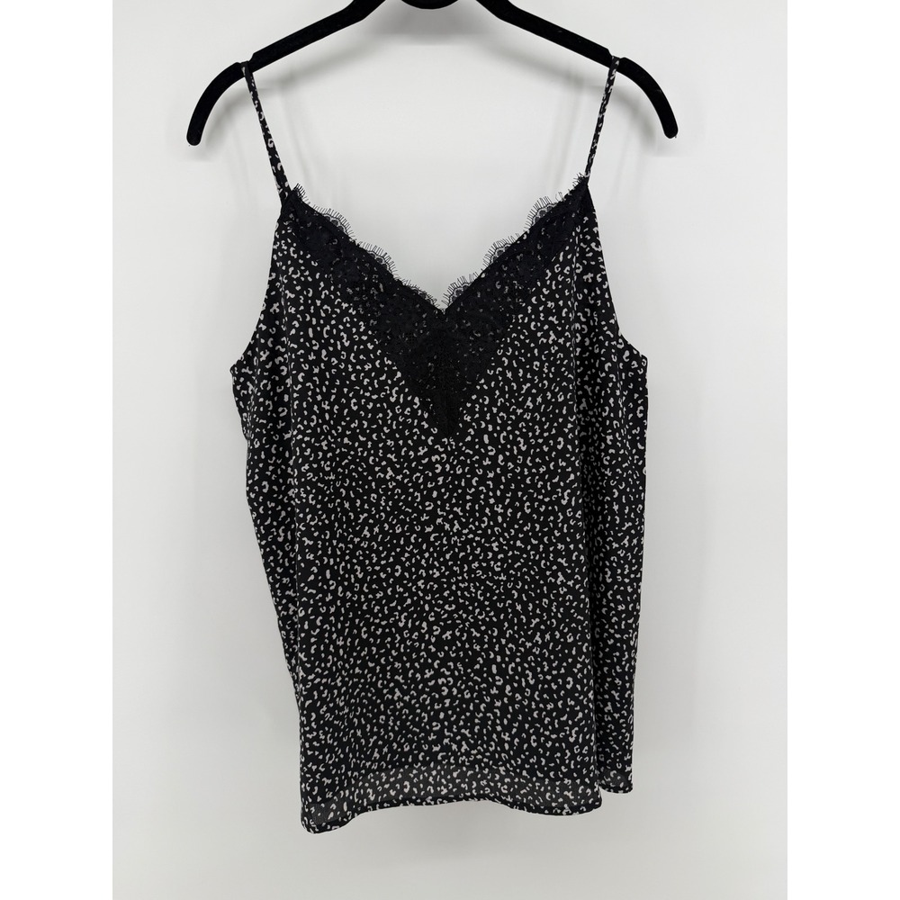 P.S. Love‎ Black White Animal Print Lace Trim Cami Top Small